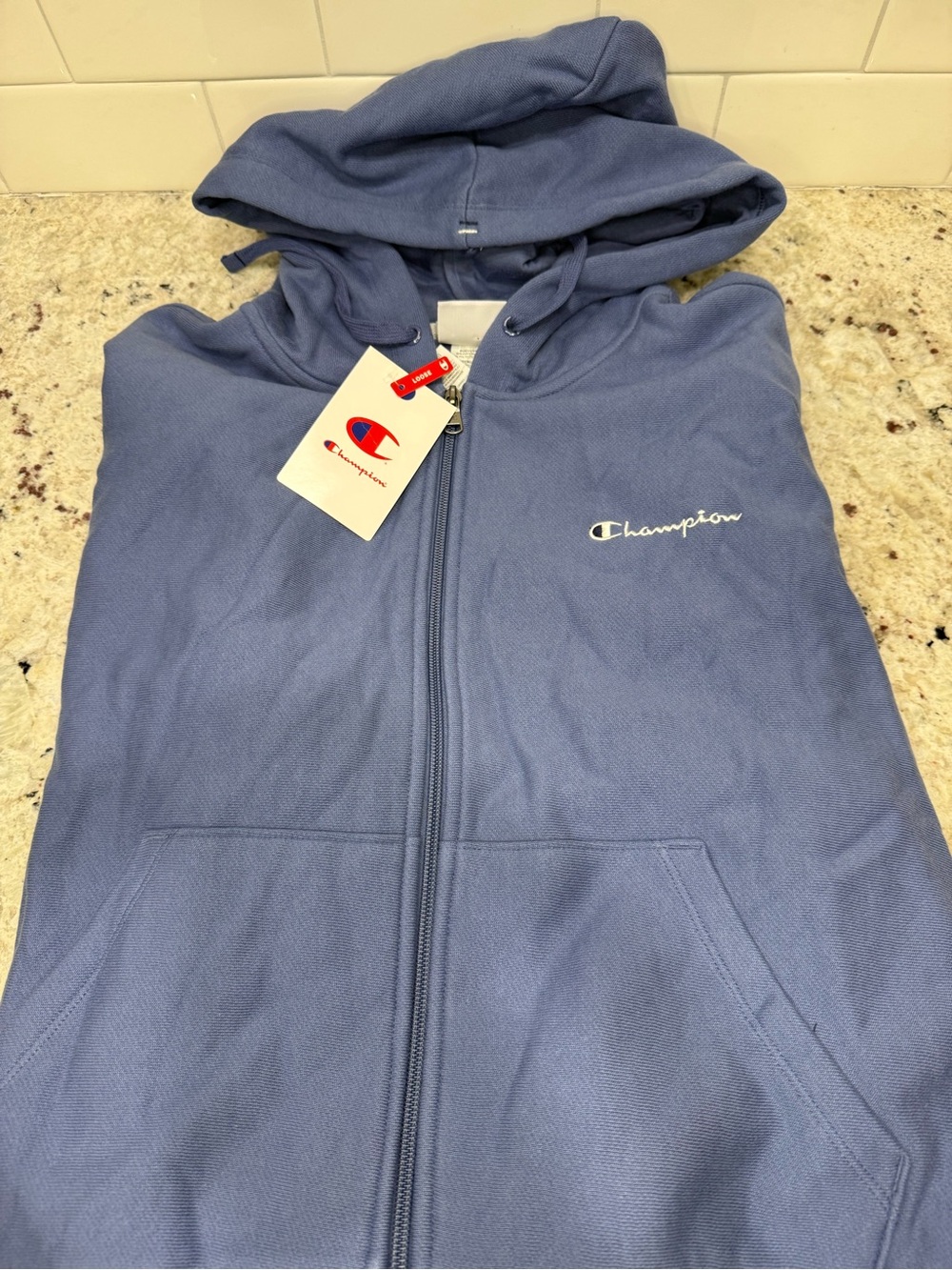 Champion Light Blue/Purple Full-Zip Hoodie Cropped Size XXL NWT